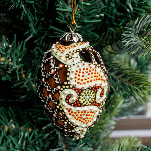 Hand-Painted Classic Warm-Toned Pinecone Ceramic Ornament 'Ancestor's Pinecone'