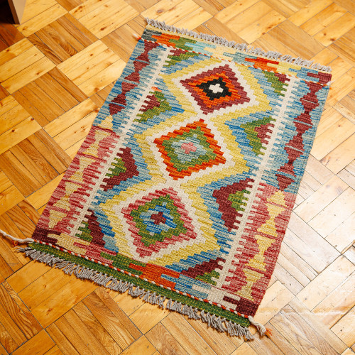 Hand-Knotted Wool Area Rug with Rhombus Patterns 2x2.5 'Delightful Rhombuses'
