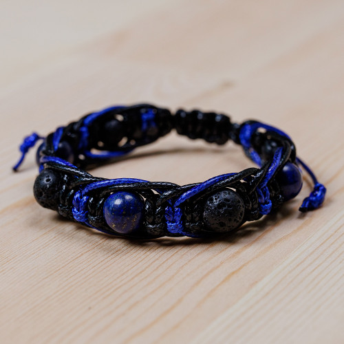 Lapis Lazuli Stone Beaded Macrame Shambhala Style Bracelet 'Shambhala Blue' Lapis Lazuli Stone Beaded Macrame Shambhala Style Bracelet 'Shambhala Blue'