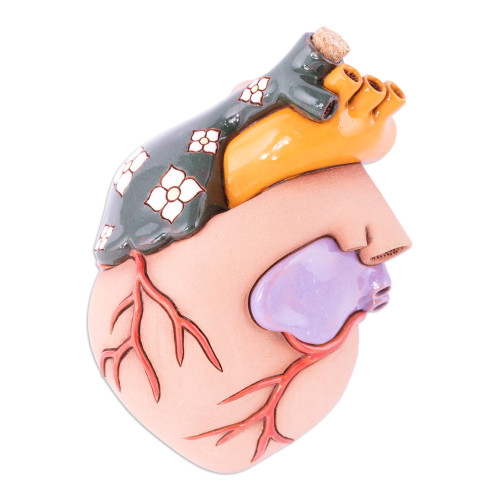 Hand-Painted Whimsical Realistic Ceramic Heart Figurine 'Real Heart'