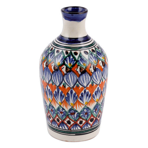 Hand-Painted Royal Blue Glazed Ceramic Vase from Uzbekistan 'Royal Blue Luxury'