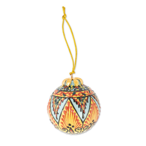 Hand-Painted Traditional Spherical Ceramic Ornament 'Heaven's Sphere'