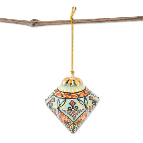 Hand-Painted Traditional Diamond Ceramic Ornament 'Heaven's Diamond'