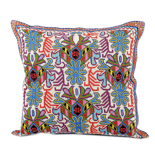 Cross Stitch Floral Cushion Cover from Uzbekistan 'Garden Symphony'