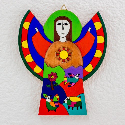 Multicolor Angel Wood Wall Art 'Angel of Hope'