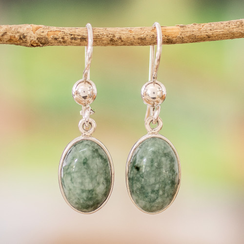 Modern Handmade Maya Jade Earrings 'Voluptuous Green' Modern Handmade Maya Jade Earrings 'Voluptuous Green'