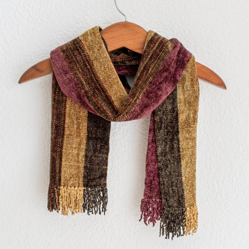 Rayon Chenille Scarf Woven by Hand 'Warm Heart'