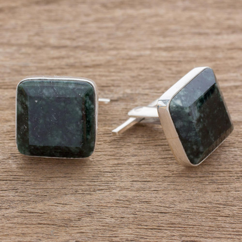 Jade cufflinks 'Maya Minimalist'