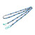 Blue and Black Flower and Stripes Beaded Wrap Bracelet 'Ocean Blooms'