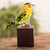 Art Glass Sculpture of a Wilson's Warbler from El Salvador 'Wilson's Warbler'