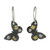 24k Gold Accent Dark Sterling Silver Butterfly Earrings 'Midnight Butterfly'