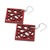 Geometric Recycled Wood Dangle Earrings in Red 'Geometric Composition'