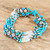 Hand Beaded Bracelet from Guatemala 'Flower Harmony in Turquoise'