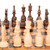 Chess Set Hand-Carved in Walnut Wood with Floral Motifs 'Cappuccino'