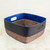 Leather and Pine Needle Decorative Basket from Nicaragua 'Bold Blue Beauty'