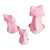3 Handcrafted Pink Ceramic Kitty Cat Figurines 'Perky Pink Pussycats'