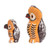 2 Handcrafted Ginger Orange Ceramic Owl Figurines 'Owls of Good Fortune'