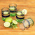 Artisan Crafted Juice Glasses with Blue Stripe 'Pacifico'