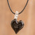 Adjustable Art Glass Necklace with Black Heart Pendant 'Night Passion'