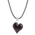 Adjustable Art Glass Necklace with Black Heart Pendant 'Night Passion'