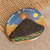 Handmade Painted Coffee Tree Wood Magnet with Petrified Lava 'Pacaya Volcano'