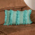 Handwoven Mint and Orange Fringed Cotton Cushion Cover 'Fringed Mint'