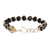 Black Crystal Beaded Bracelet with Gold-Toned Copper Wires 'Glamorous Dark Feeling'