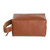 Handcrafted Brown Leather Cosmetic Bag with Zipper Closure 'Glamorous Assist'