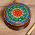 Hand-Painted Round Classic Floral Walnut Wood Jewelry Box 'Classic Arcadia'