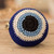 Handcrafted Knit Cotton Hacky Sack in Sapphire Hues 'Sapphire Shield'