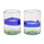 Eco-Friendly Handblown Juice Glasses with Blue Stripe Pair 'Pacifico'