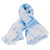 Abstract Soft White Silk Scarf with Blue Wool Felt Accents 'From Heaven'