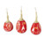 Set of Three Hand-Painted Crimson Dried Gourd Ornaments 'Crimson Eve'