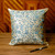 Embroidered Pomegranate-Themed Blue Silk Cushion Cover 'Celestial Omen'