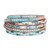 Handmade Turquoise and Brown Glass Beaded Wrap Bracelet 'Crystalline Rivers'