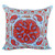 Blue and Red Floral Embroidered Cotton Cushion Cover 'Palace Dance'