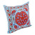 Blue and Red Floral Embroidered Cotton Cushion Cover 'Palace Dance'