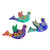 3 Dove Ceramic Magnets with Hand-Painted Floral Accents 'Cheerful Doves'