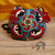 Iroqi Embroidered Floral Silk Sling in Red and Blue 'Iroqi Arcadia in Red'