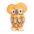 Guatemalan Hand-Painted Small Ceramic Owl Figurine in Yellow 'Exquisite Tecolote'