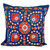 Classic Blue and Red Silk and Cotton Blend Cushion Cover 'Regal Illusion'