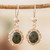 925 Silver Dangle Earrings with Dark Green Jade Stones 'Majestic Maya Queen'