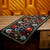 Floral Embroidered Black Silk and Cotton Blend Table Runner 'Luxury Triumph'
