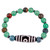 3-Eyed Dzi Multi-Gemstone Beaded Stretch Pendant Bracelet 'Three-Eyed Dzi'