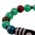 3-Eyed Dzi Multi-Gemstone Beaded Stretch Pendant Bracelet 'Three-Eyed Dzi'