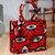 Eye-Patterned Red Silk Velvet Handle Bag from Uzbekistan 'Sophisticated Glances'