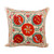 Classic Embroidered Red and Green Silk Cushion Cover 'Fruitful Passion'