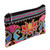 Floral Iroki Embroidered Silk Cosmetic Bag in Black Base Hue 'Nocturnal Oasis'