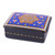 Hand-Painted Lacquered Walnut Wood Jewelry Box in Blue Hues 'Blue Window to the Silk Road'