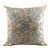 Floral Embroidered Blue and Beige Silk Blend Cushion Cover 'Flourishing Winter'